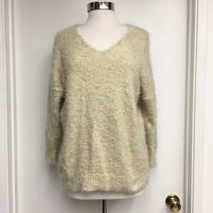 Morning Cream Fuzzy Long Sleeve Sweater